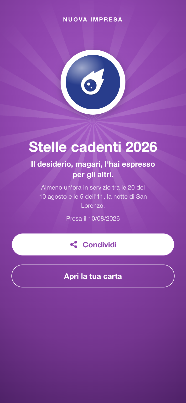 Una nuova impresa: Stelle cadenti 2026