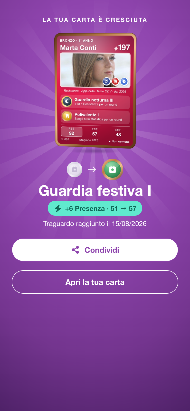 Un potenziamento: Guardia festiva I, +6 Presenza