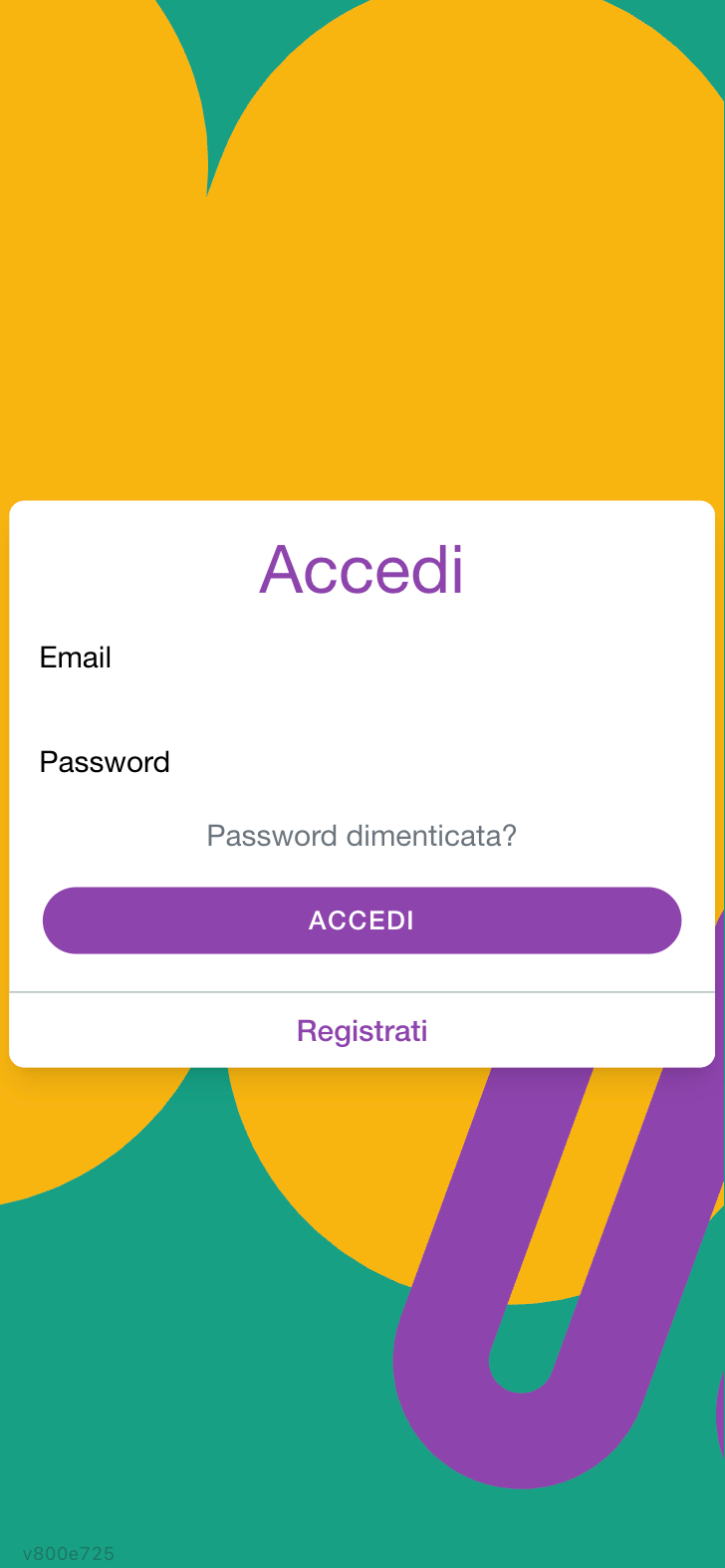 Schermata Accedi con i campi Email e Password