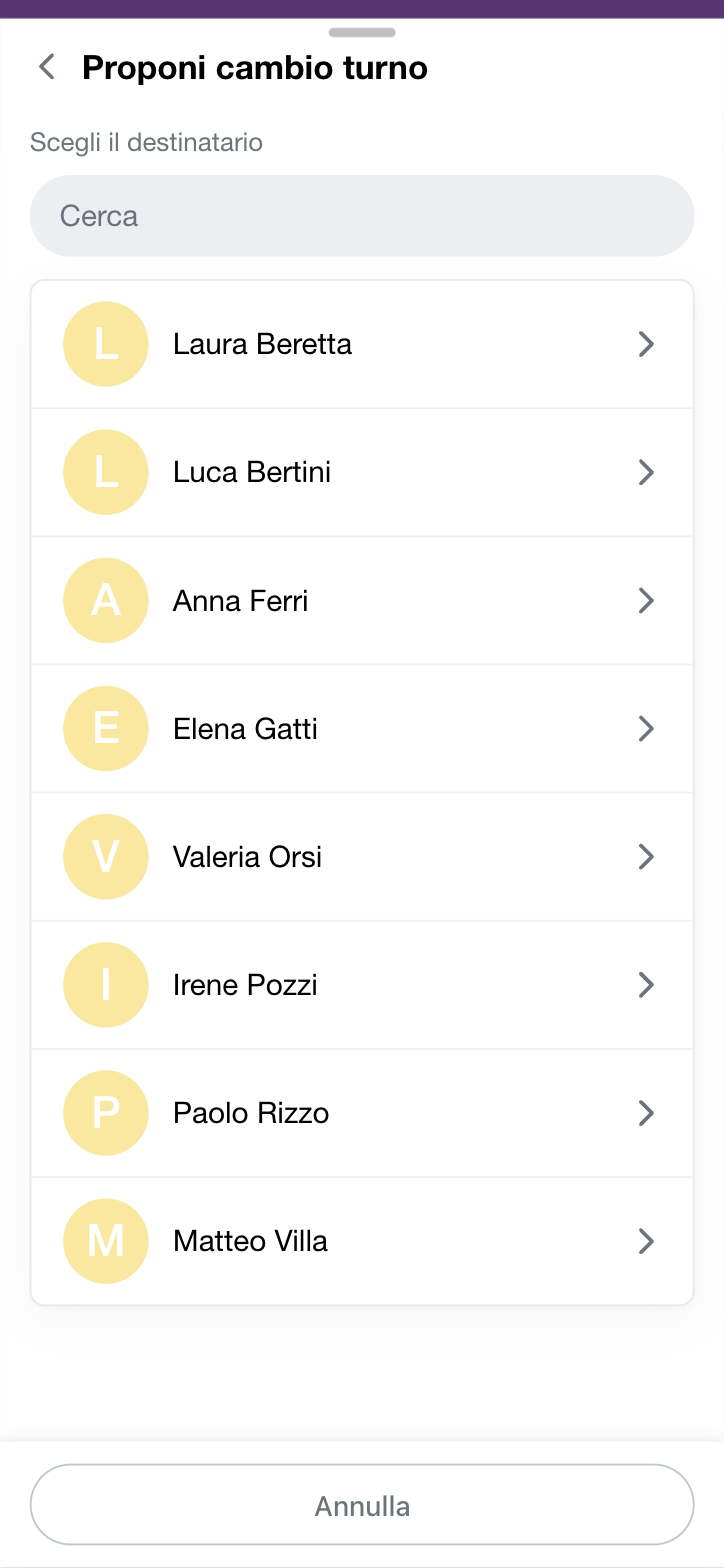 Elenco dei colleghi a cui proporre il cambio