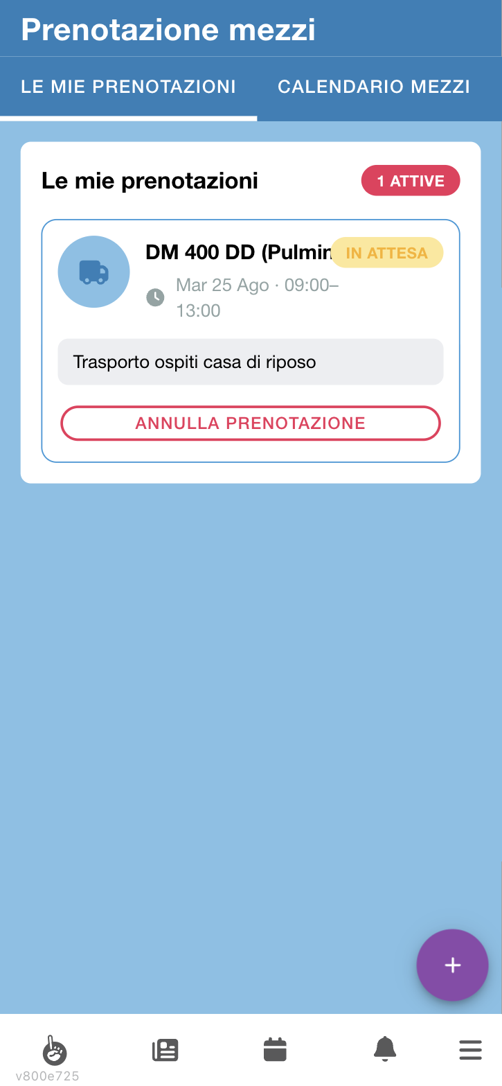Le mie prenotazioni con una richiesta in attesa